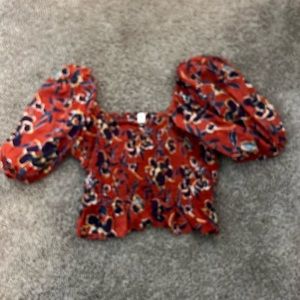 Bubble sleeve smocked top